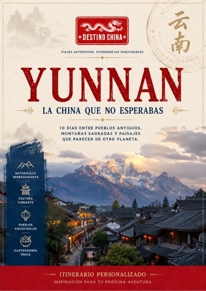 Montaña de Yunnan China con un cielo despejado rodeado de vegetación